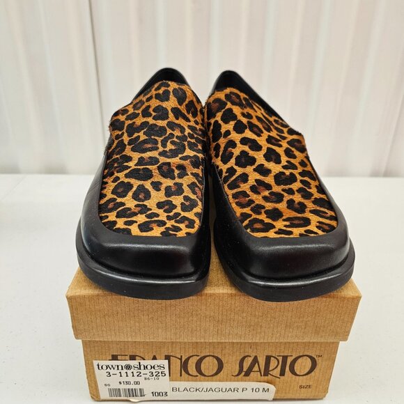 Franco Sarto Shoes - Franco Sarto Leopard Print Loafers Size 10M Black & Jaguar Leather
